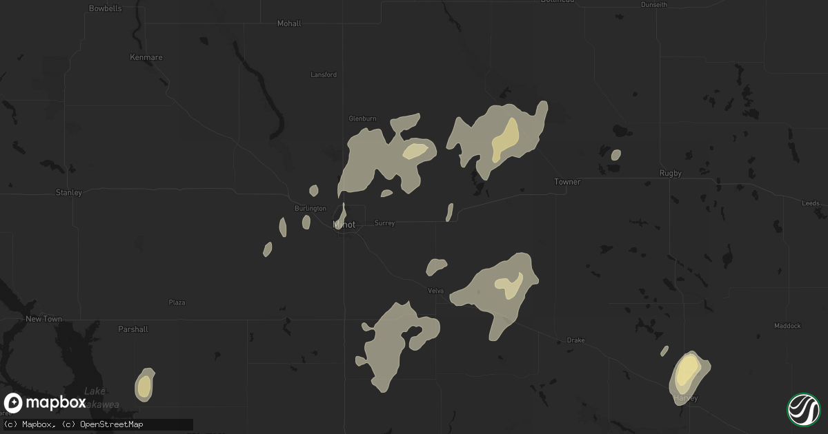 Hail map in Norwich, ND on September 7, 2026