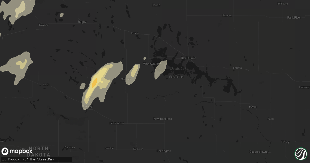Hail map in Oberon, ND on September 7, 2026