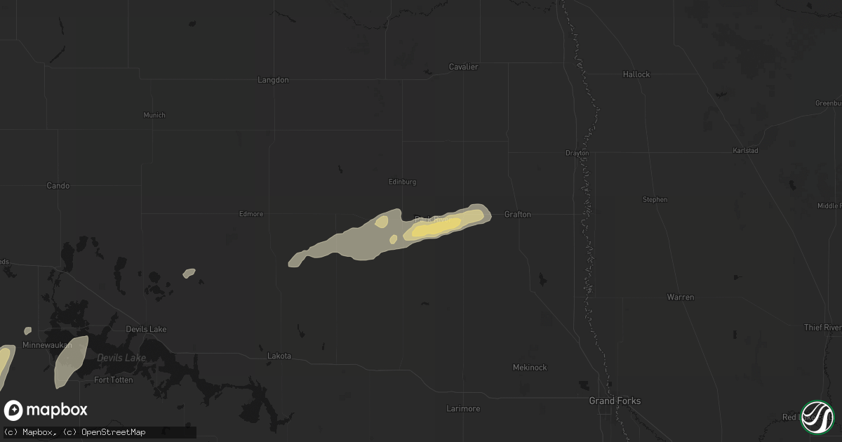 Hail map in Park River, ND on September 7, 2026