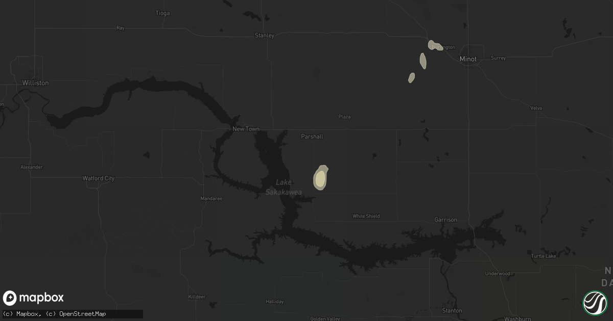 Hail map in Parshall, ND on September 7, 2026