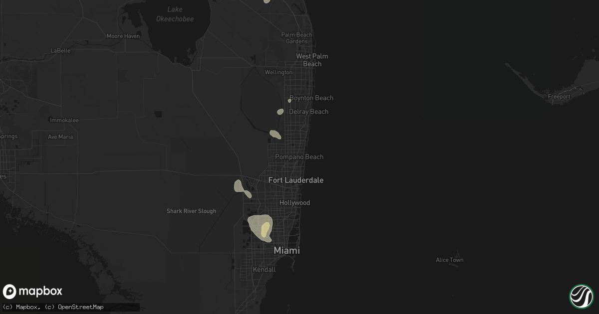 Hail map in Pompano Beach, FL on September 7, 2026