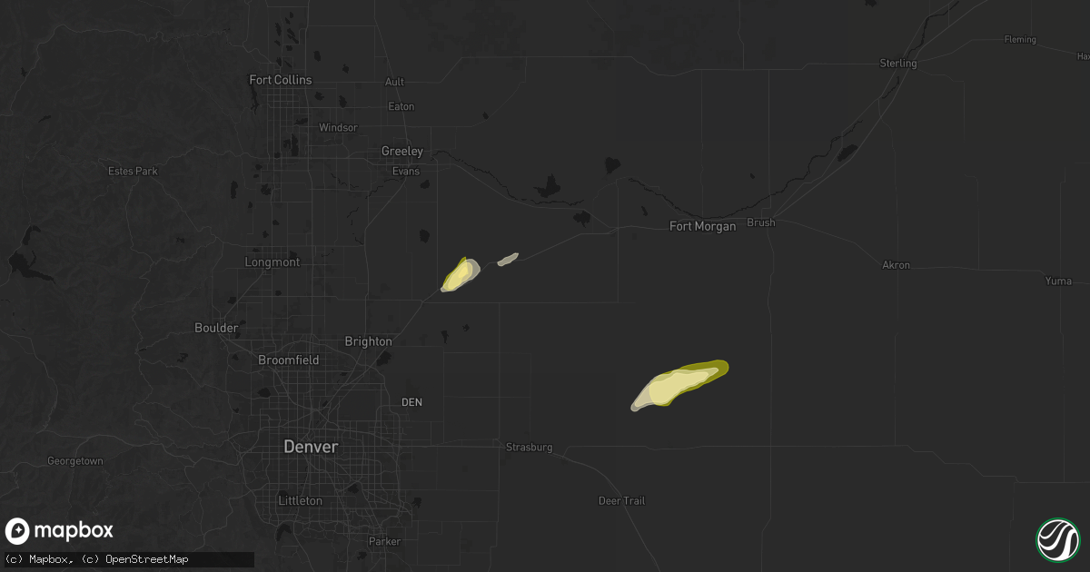 Hail map in Roggen, CO on September 7, 2026