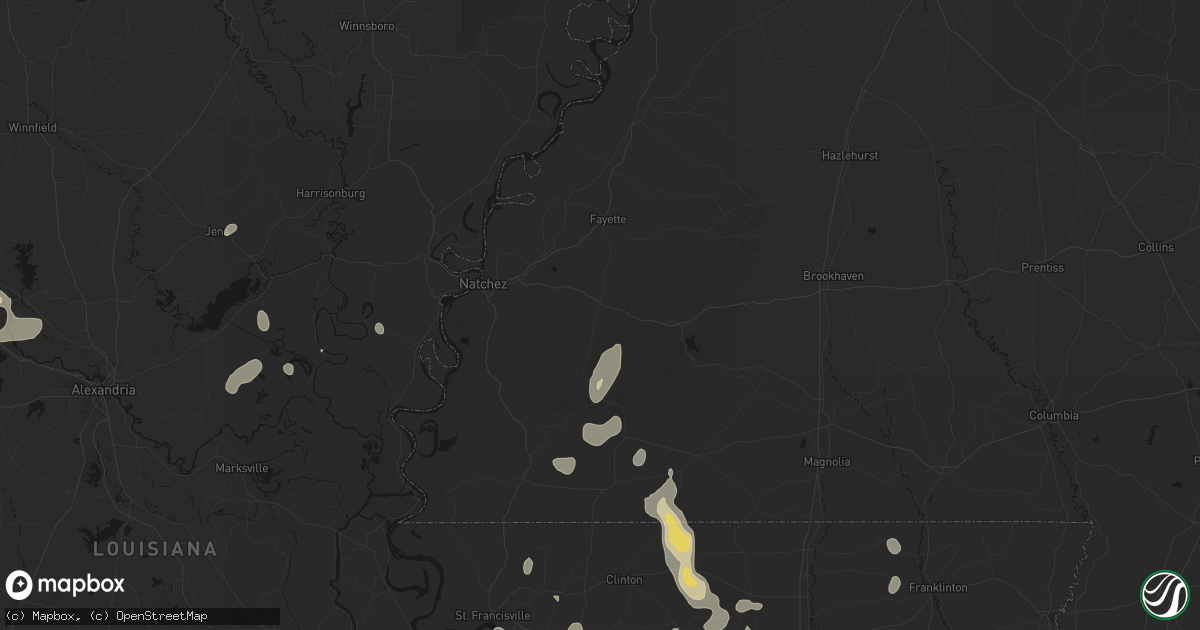 Hail map in Roxie, MS on September 7, 2026