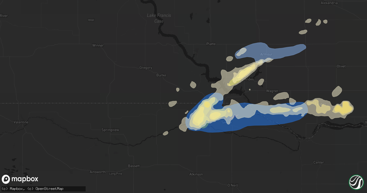 Hail map in Saint Charles, SD on September 7, 2026
