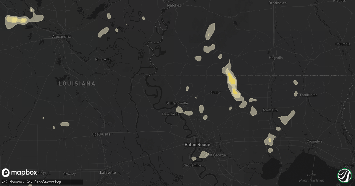 Hail map in Saint Francisville, LA on September 7, 2026