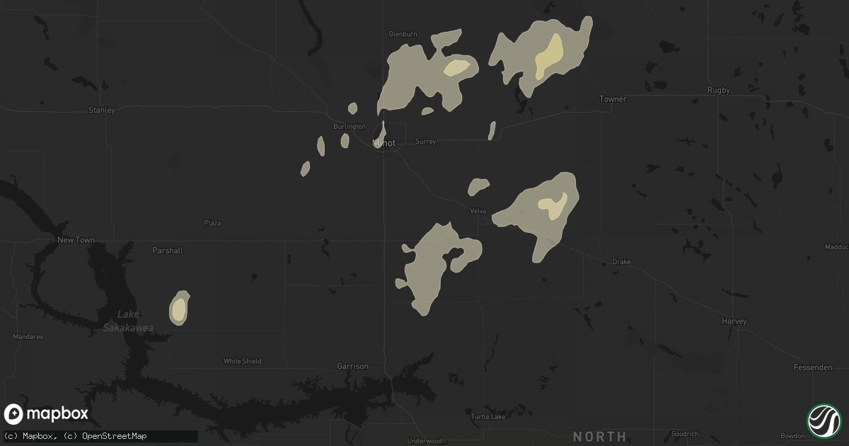 Hail map in Sawyer, ND on September 7, 2026