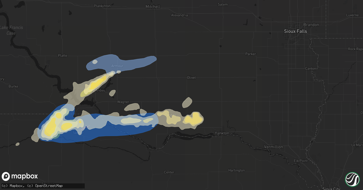 Hail map in Scotland, SD on September 7, 2026