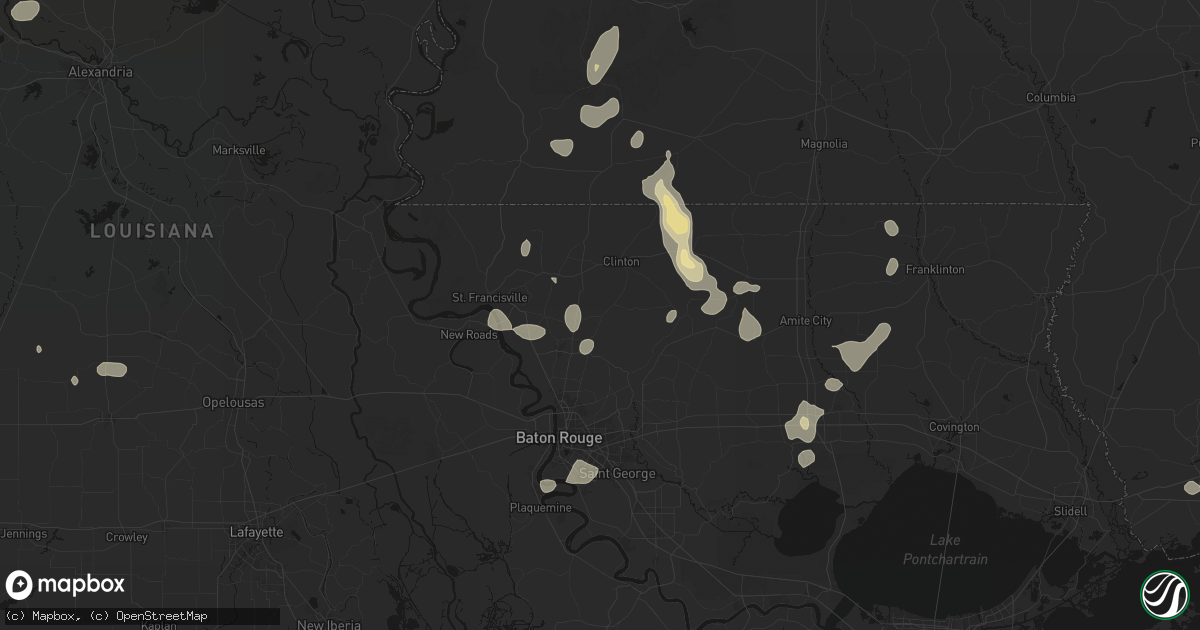 Hail map in Slaughter, LA on September 7, 2026