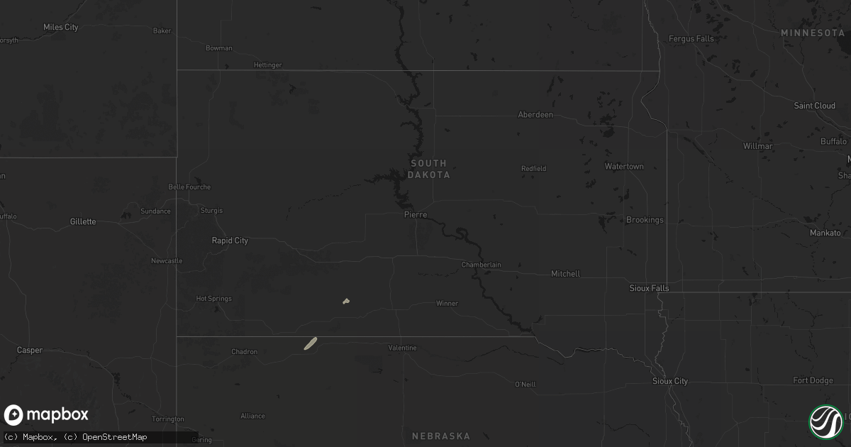 Hail map in South Dakota on September 7, 2026
