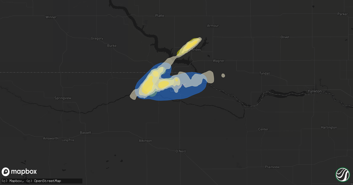 Hail map in Spencer, NE on September 7, 2026