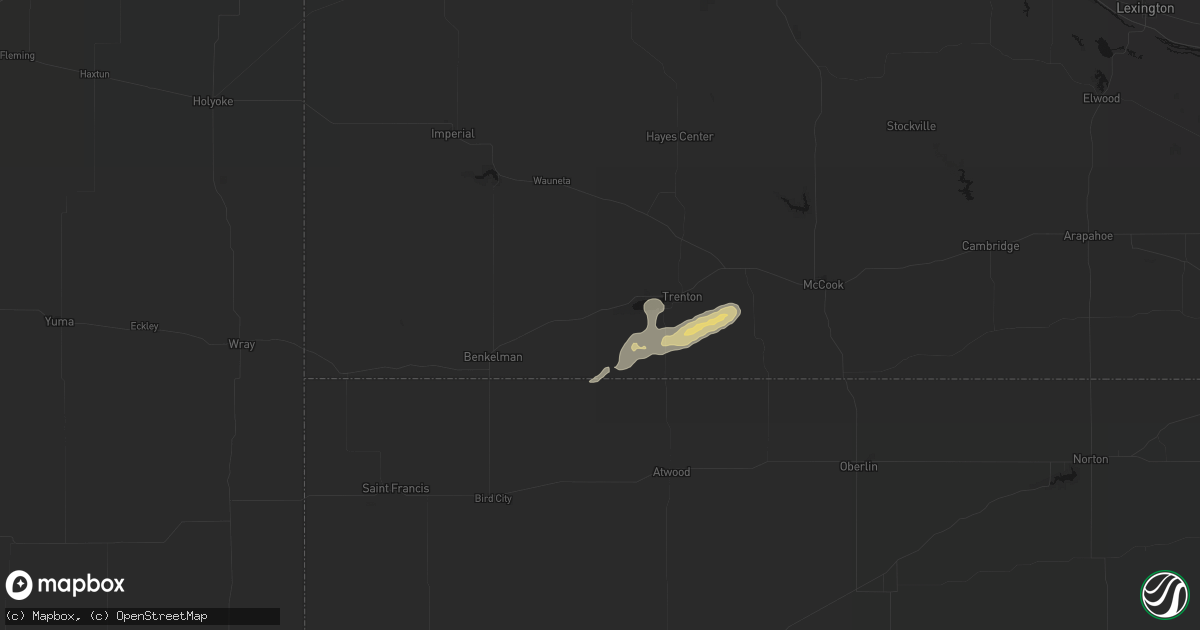 Hail map in Stratton, NE on September 7, 2026