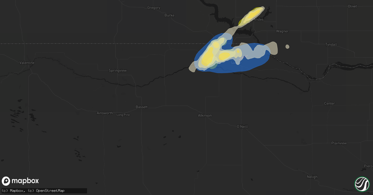 Hail map in Stuart, NE on September 7, 2026