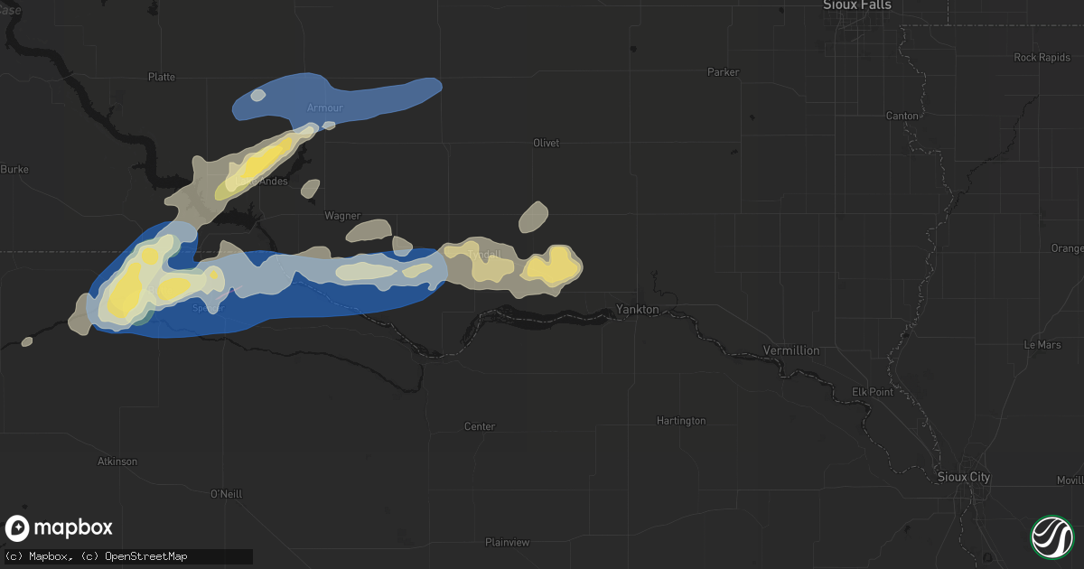 Hail map in Tabor, SD on September 7, 2026