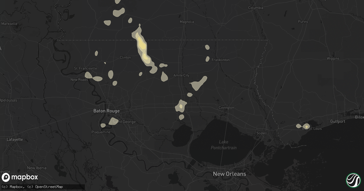 Hail map in Tickfaw, LA on September 7, 2026