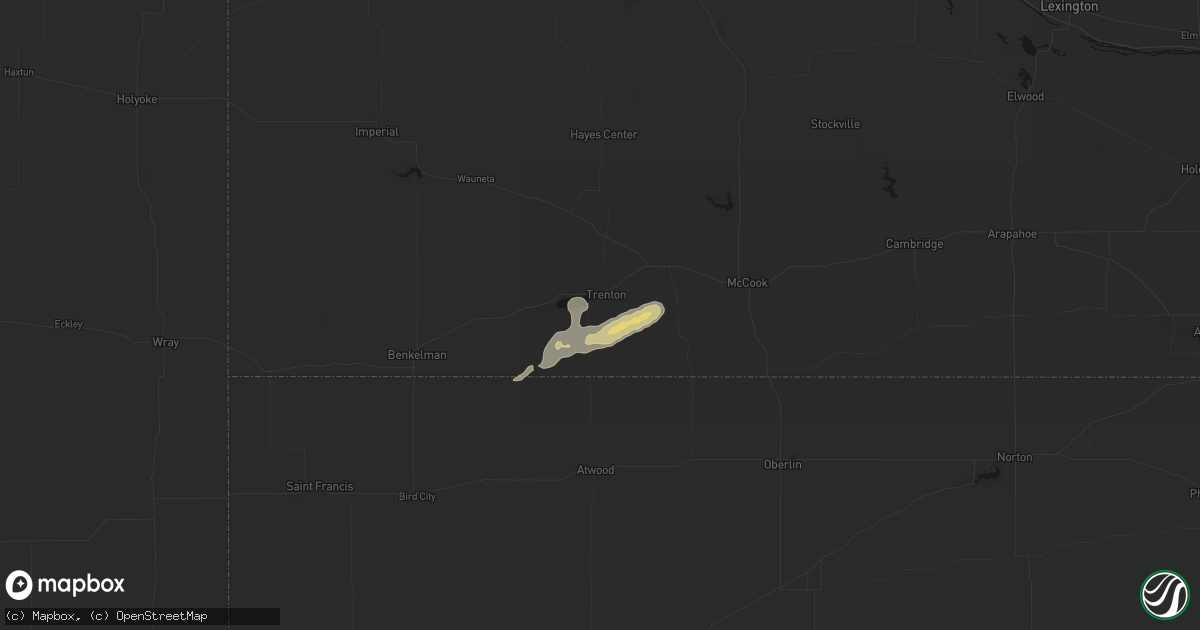 Hail map in Trenton, NE on September 7, 2026