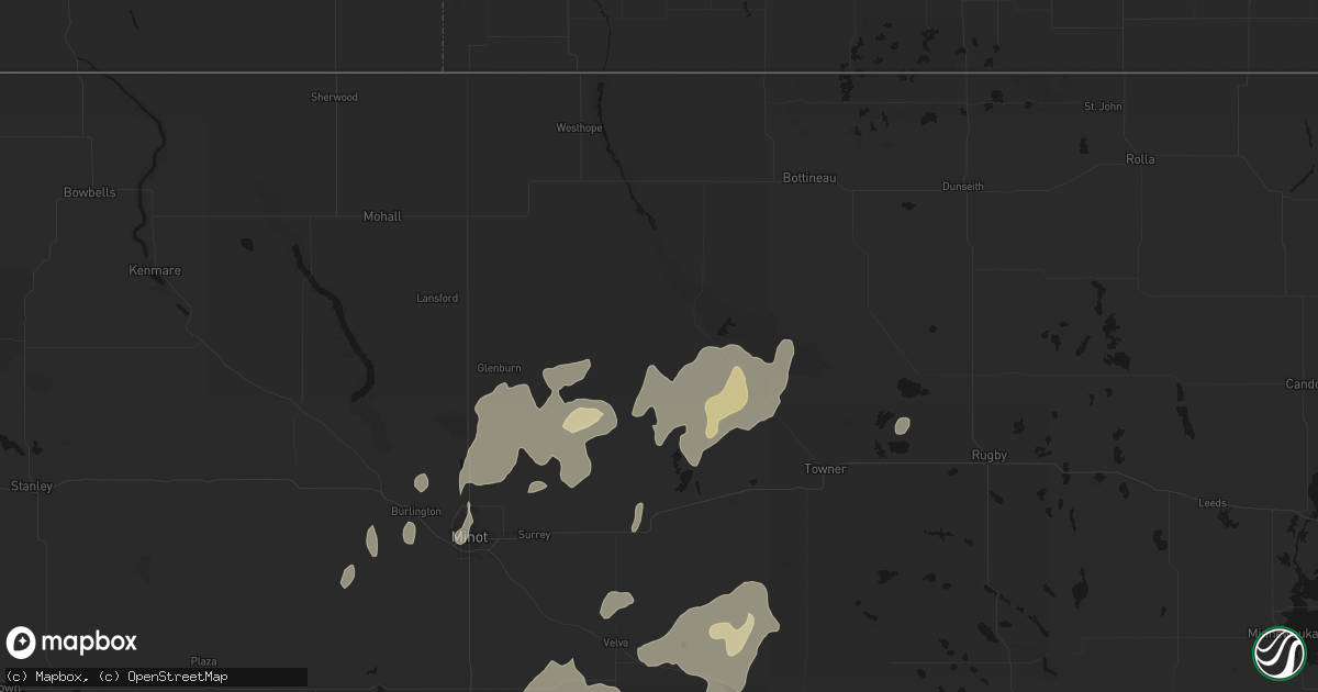 Hail map in Upham, ND on September 7, 2026