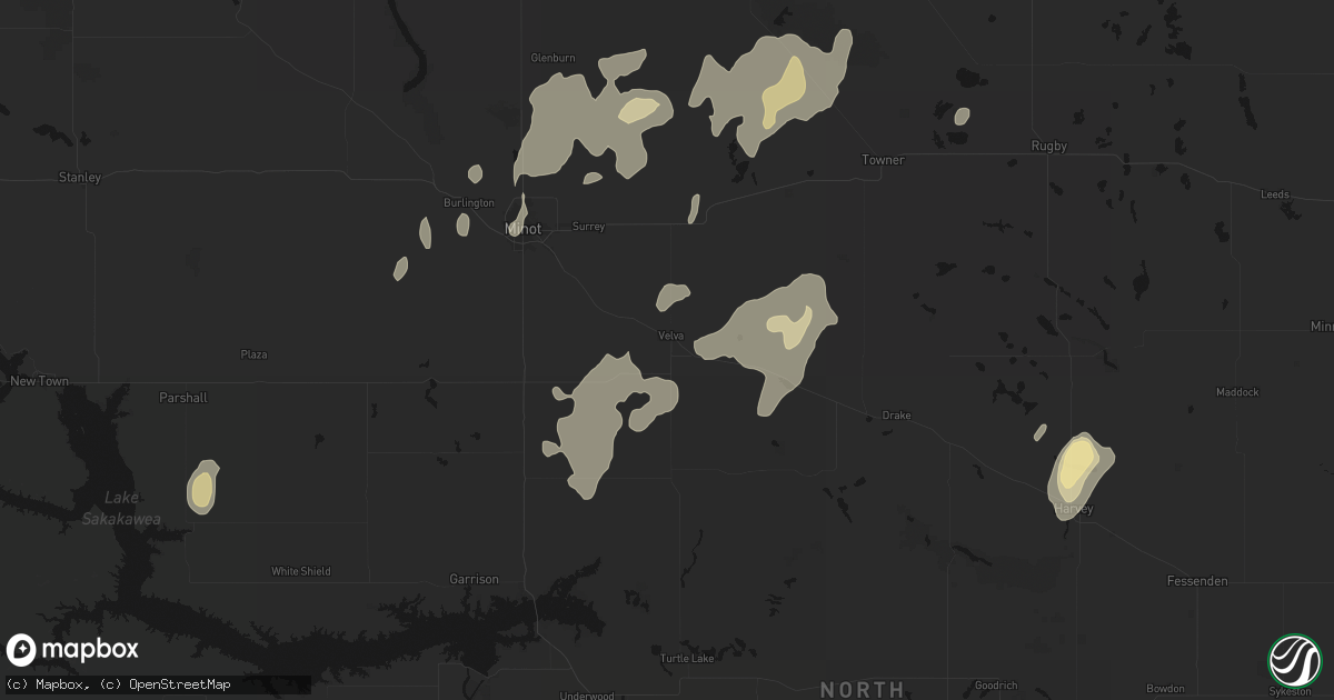 Hail map in Velva, ND on September 7, 2026