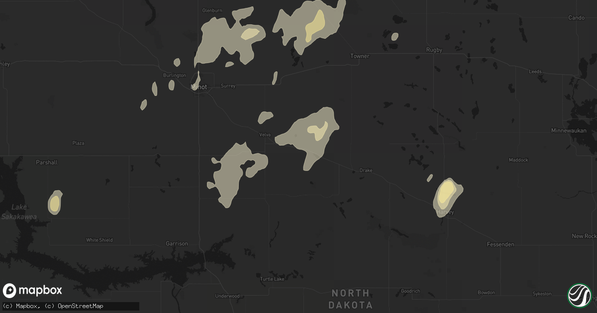 Hail map in Voltaire, ND on September 7, 2026