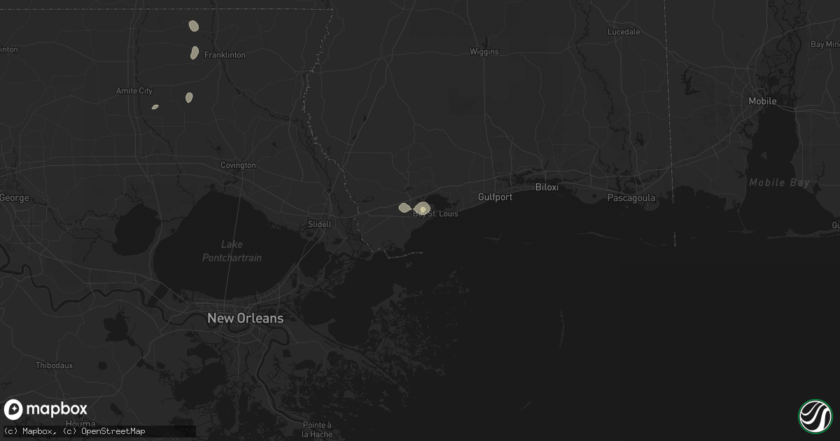 Hail map in Waveland, MS on September 7, 2026
