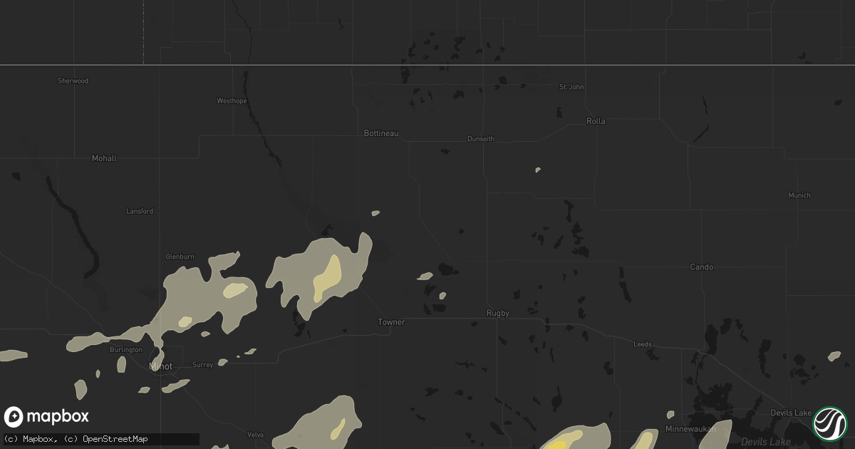 Hail map in Willow City, ND on September 7, 2026