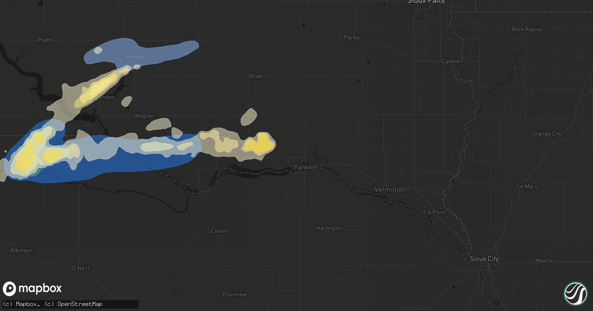 Hail map in Yankton, SD on September 7, 2026