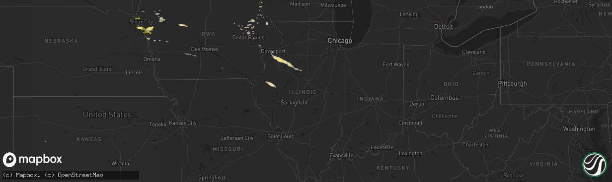 Hail map in Illinois on September 8, 2014