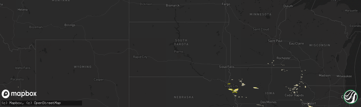 Hail map in South Dakota on September 8, 2014