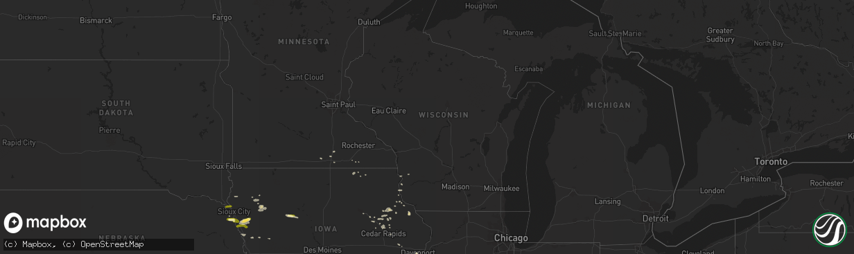 Hail map in Wisconsin on September 8, 2014