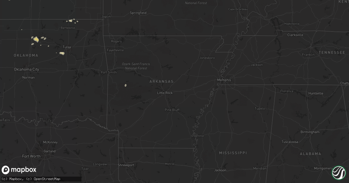 Hail map in Arkansas on September 8, 2015