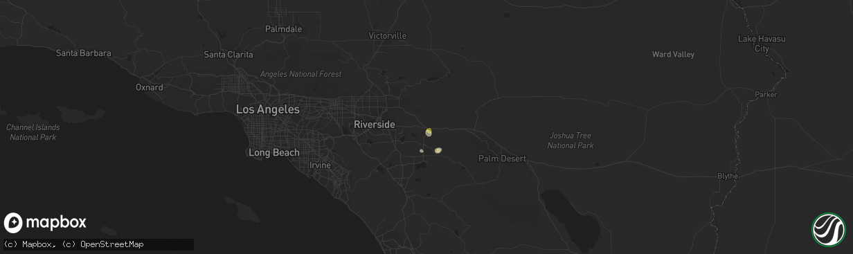 Hail map in Beaumont, CA on September 8, 2015