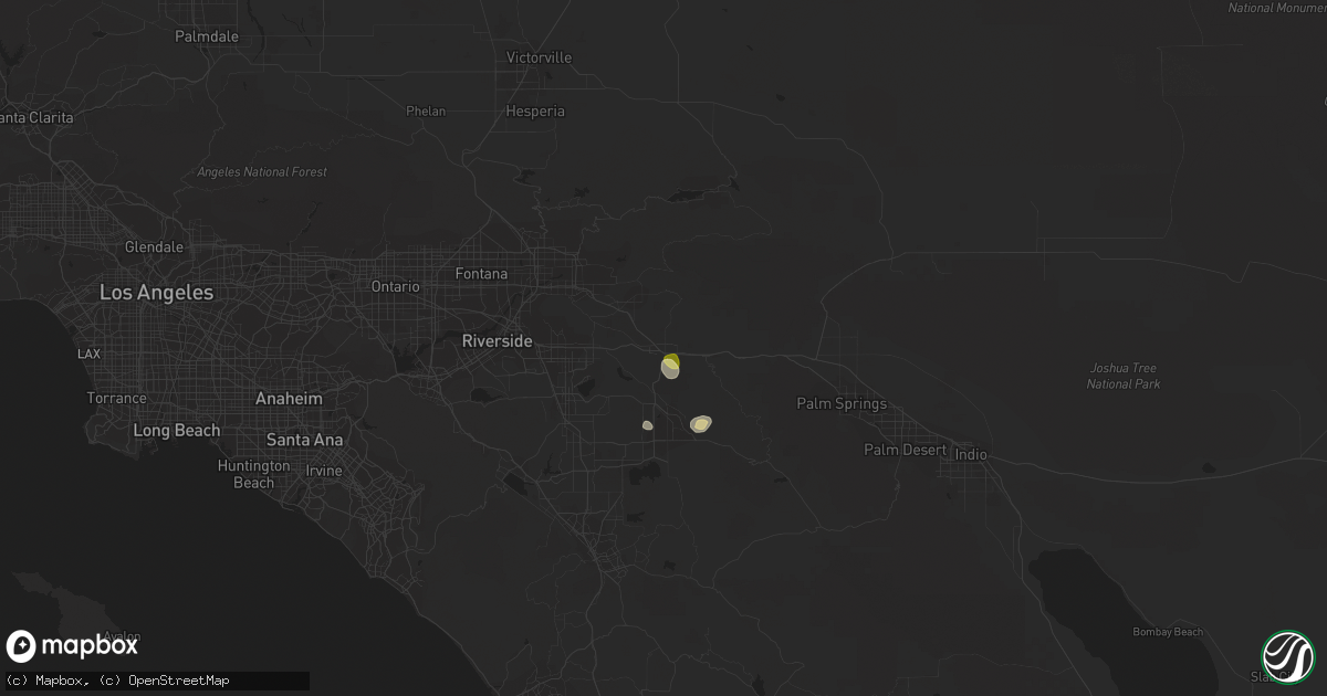 Hail map in Beaumont, CA on September 8, 2015