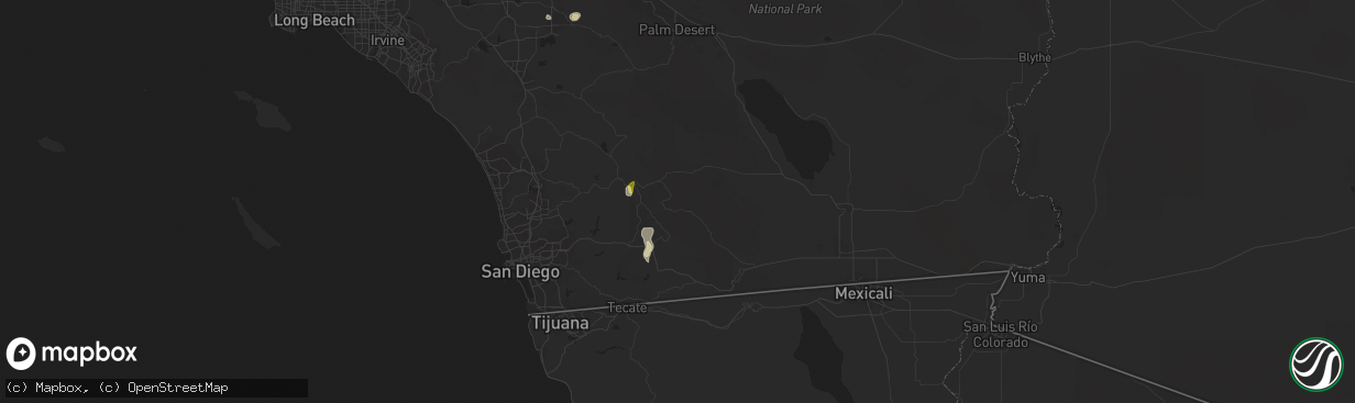 Hail map in Julian, CA on September 8, 2015