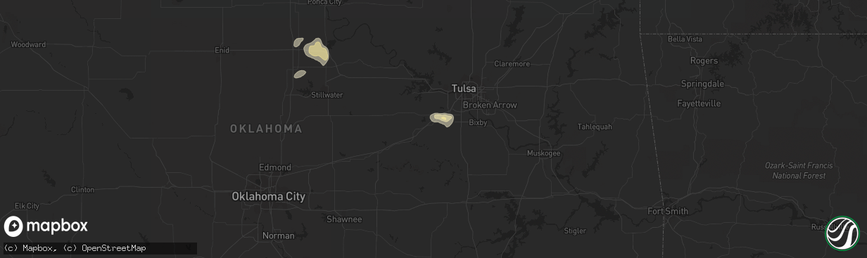 Hail map in Kellyville, OK on September 8, 2015