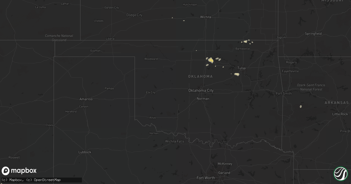 Hail map in Oklahoma on September 8, 2015