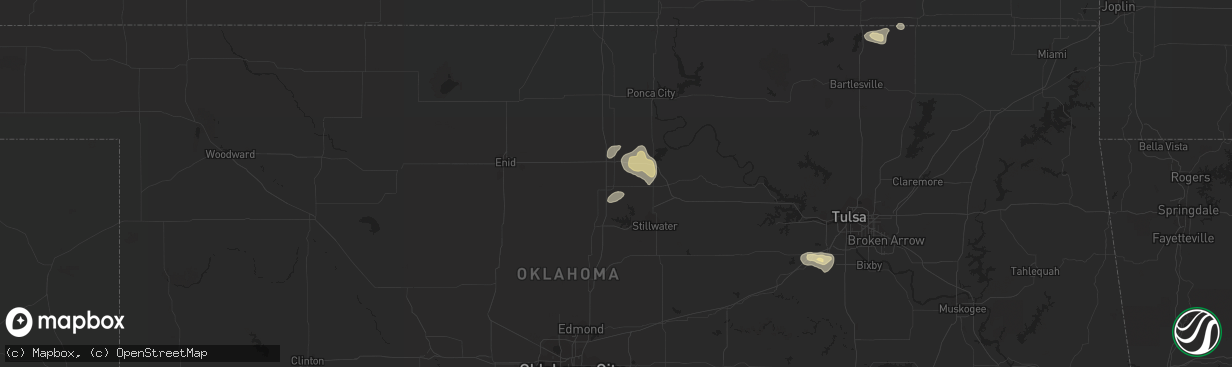 Hail map in Perry, OK on September 8, 2015