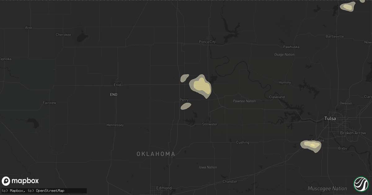 Hail map in Perry, OK on September 8, 2015