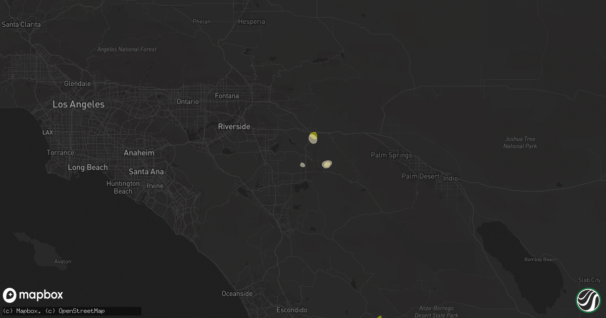 Hail map in San Jacinto, CA on September 8, 2015