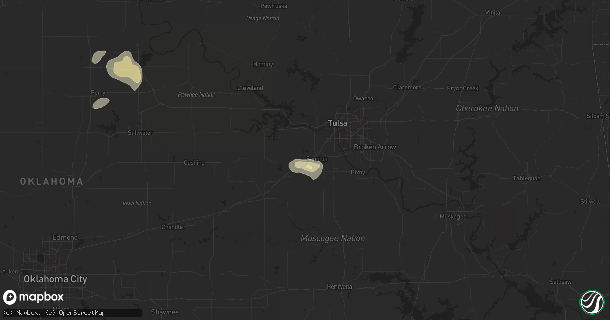 Hail map in Sapulpa, OK on September 8, 2015