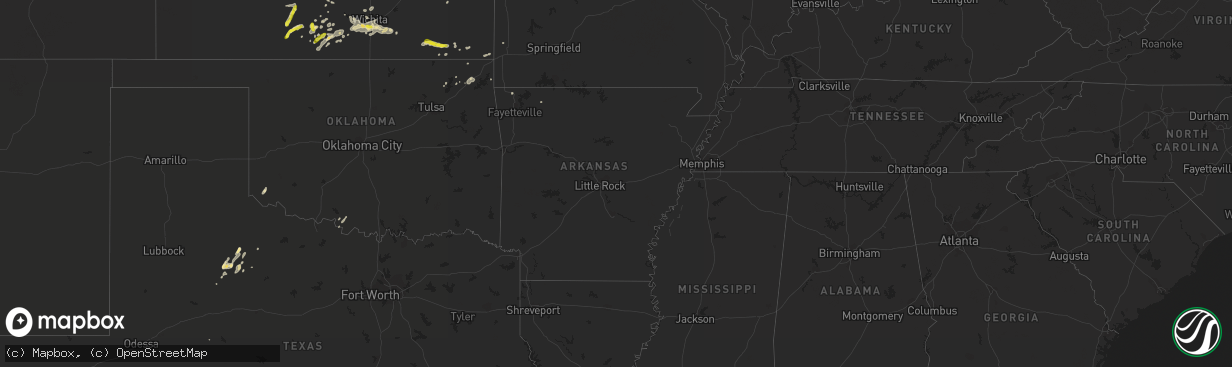 Hail map in Arkansas on September 8, 2016