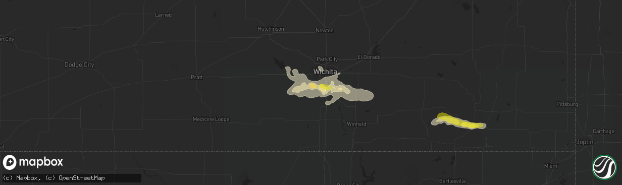 Hail map in Clearwater, KS on September 8, 2016