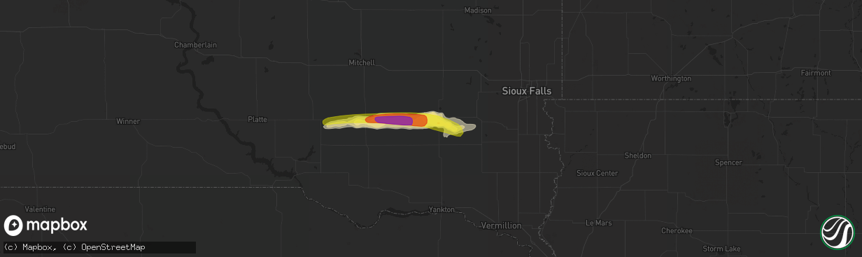 Hail map in Freeman, SD on September 8, 2016