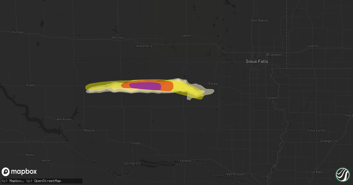 Hail map in Freeman, SD on September 8, 2016