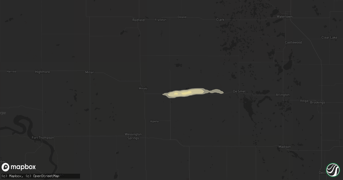 Hail map in Huron, SD on September 8, 2016