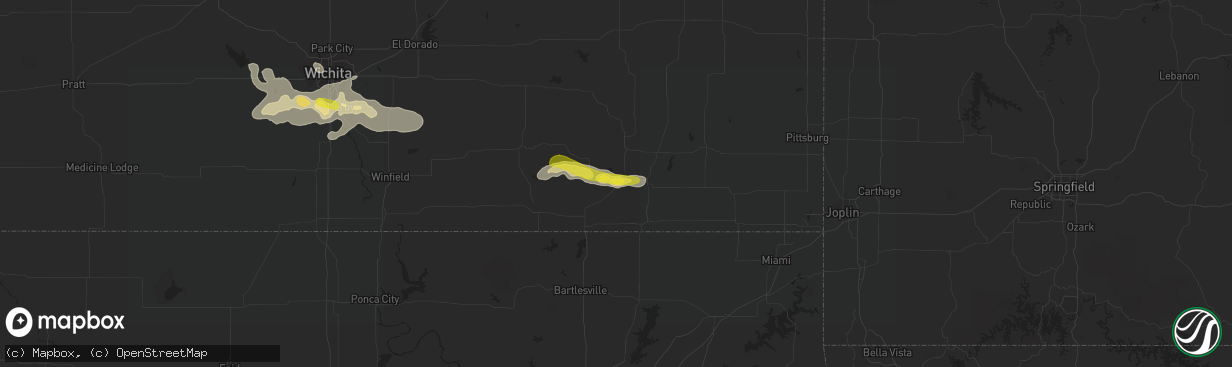 Hail map in Independence, KS on September 8, 2016