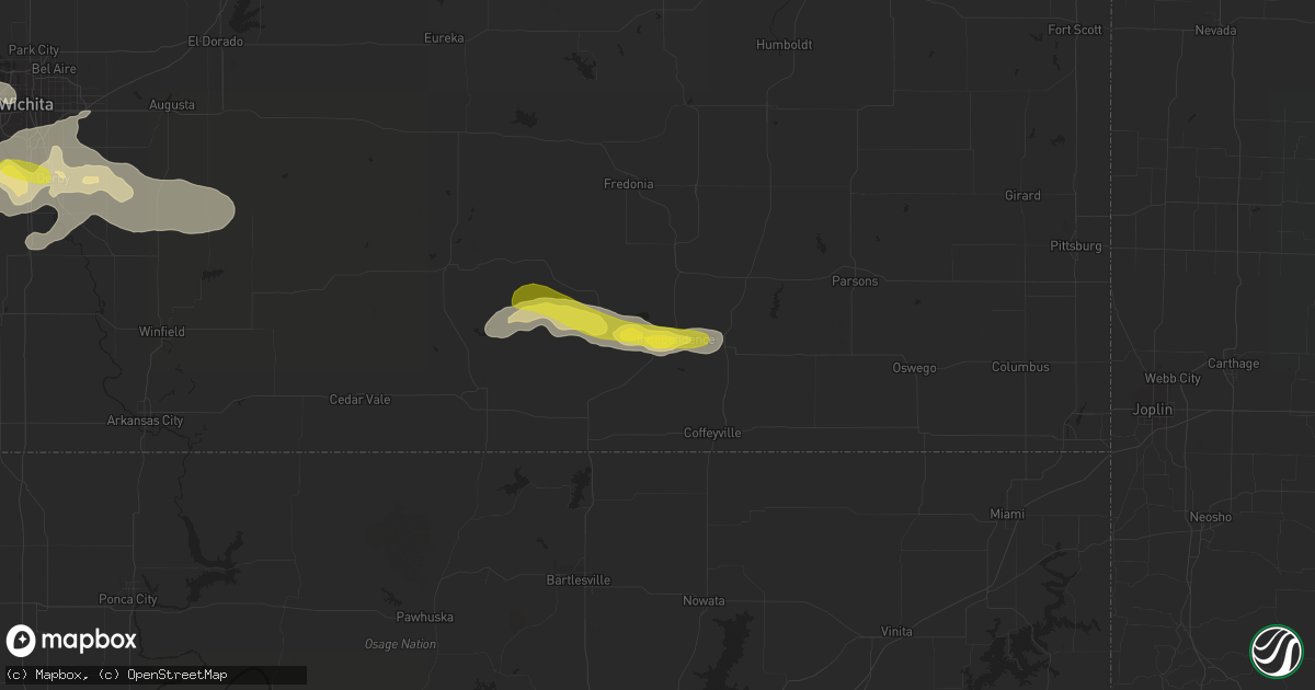 Hail map in Independence, KS on September 8, 2016