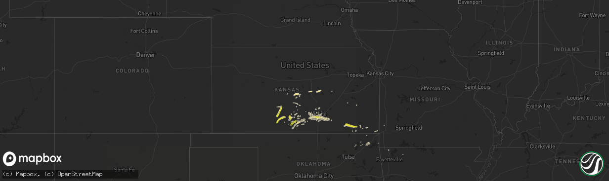 Hail map in Kansas on September 8, 2016