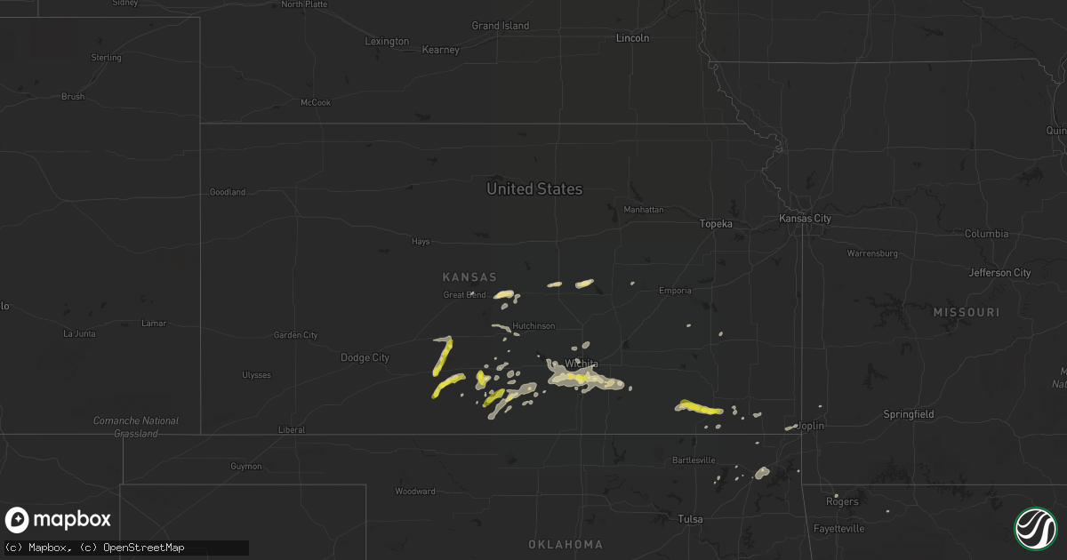 Hail map in Kansas on September 8, 2016