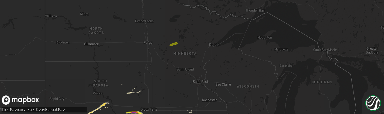 Hail map in Minnesota on September 8, 2016