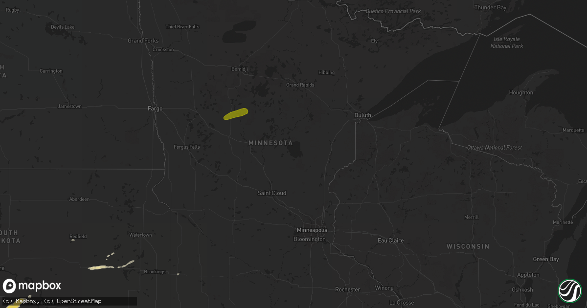 Hail map in Minnesota on September 8, 2016