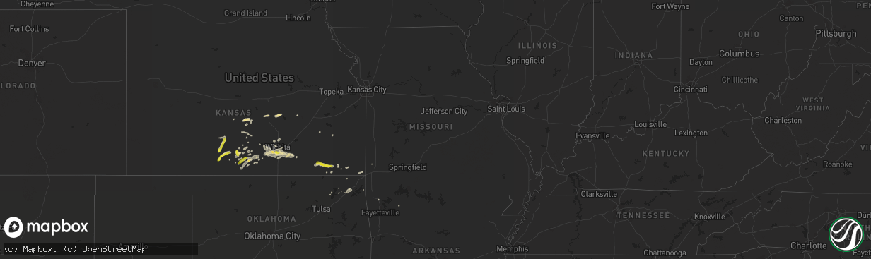 Hail map in Missouri on September 8, 2016